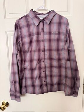Columbia Omni-Shade XL Plaid Fishing Hiking Sun Protection Button Shirt outdoors